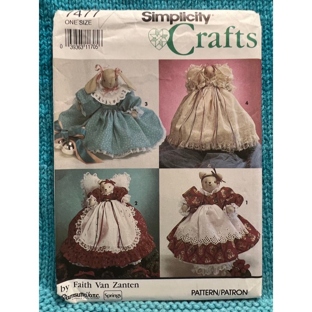 Simplicity 7477 Sewing pattern country bunny bear plush tree topper